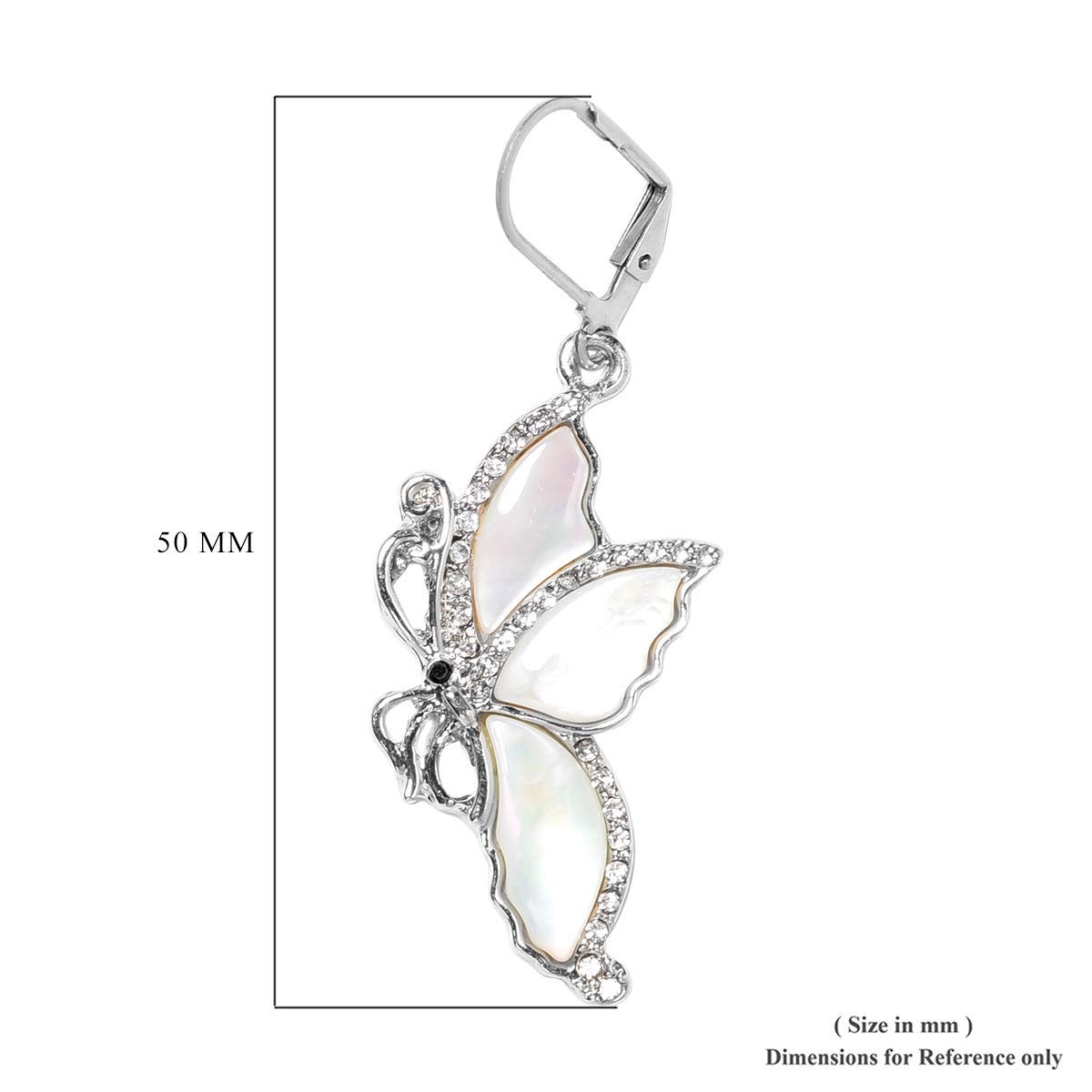 Shop LC Stainless Steel Abalone Shell Crystal Butterfly Drop Dangle Lever Back Earrings Prom Beach Jewelry - Image 8