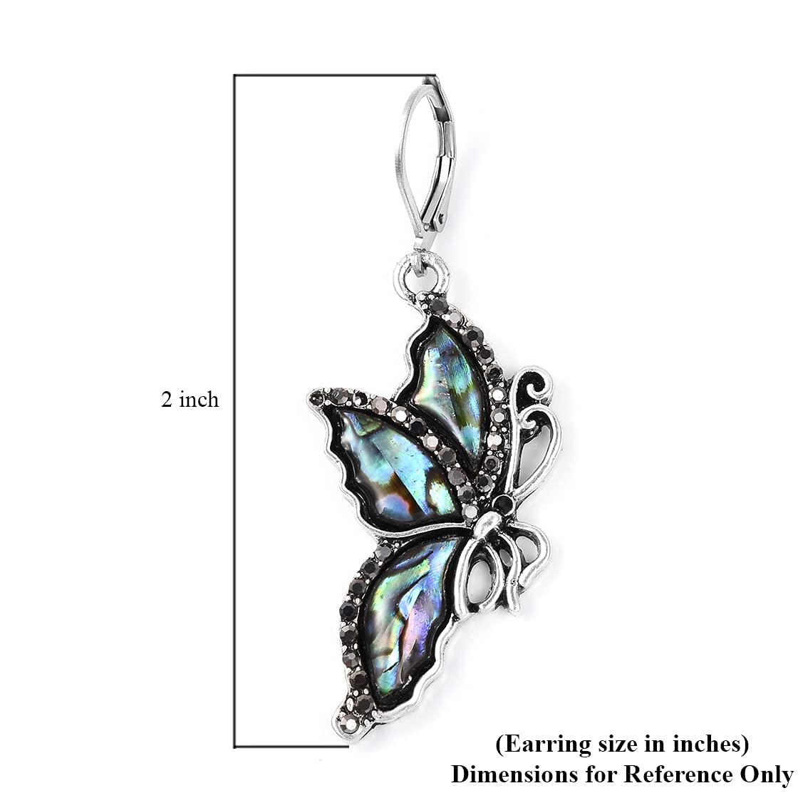 Shop LC Stainless Steel Abalone Shell Crystal Butterfly Drop Dangle Lever Back Earrings Prom Beach Jewelry - Image 9