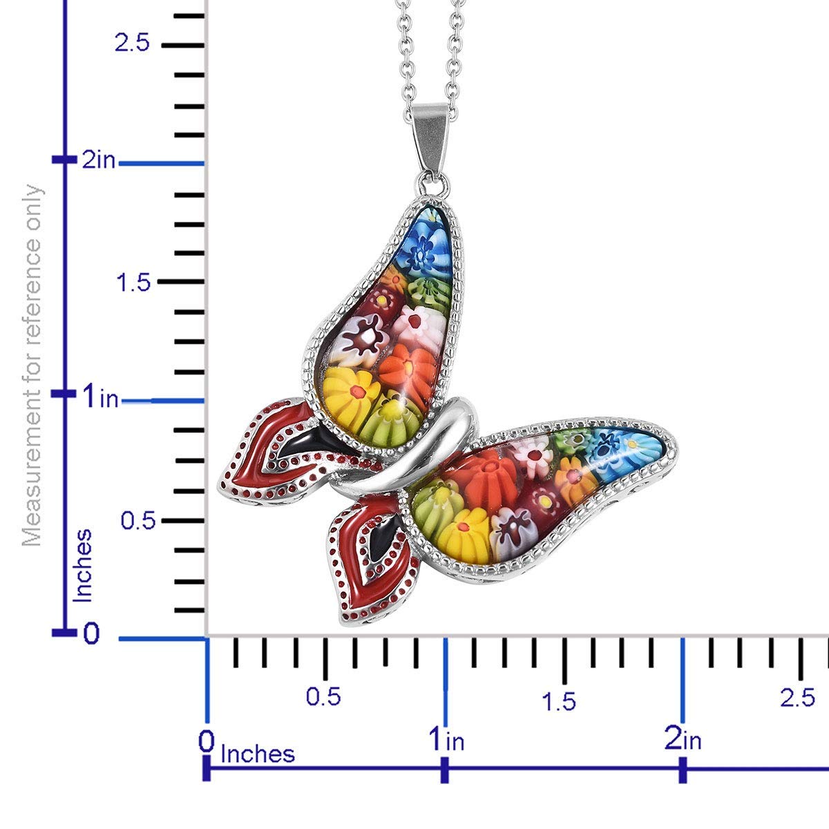 Shop LC Stainless Steel Murano Millefiori Glass Chain Pendant Necklace Costume Promise Stylish Fashion Delicate Gifts for Women Jewelry Size 20" for Women - Image 7