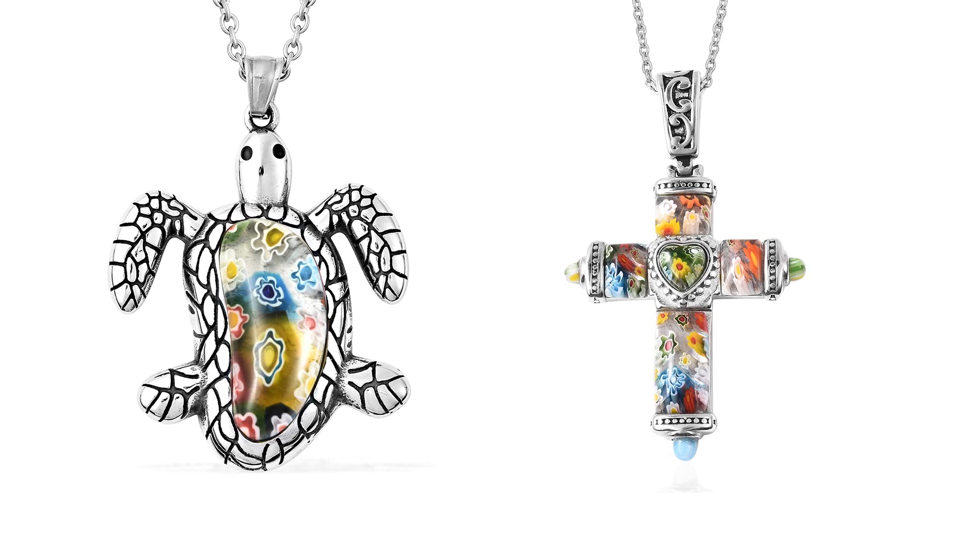 Shop LC Stainless Steel Murano Millefiori Glass Chain Pendant Necklace Costume Promise Stylish Fashion Delicate Gifts for Women Jewelry Size 20" for Women