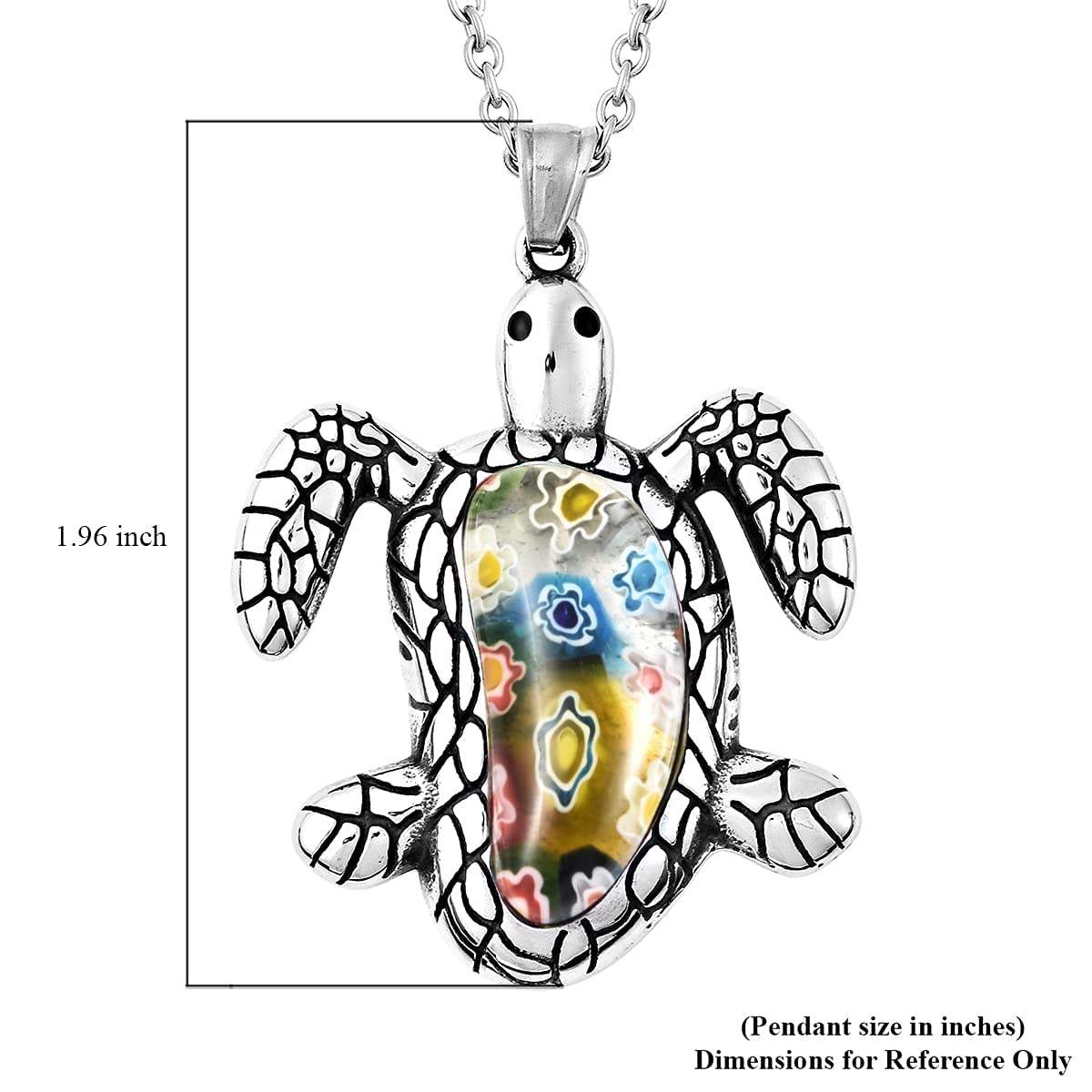 Shop LC Stainless Steel Murano Millefiori Glass Chain Pendant Necklace Costume Promise Stylish Fashion Delicate Gifts for Women Jewelry for Women - Image 9