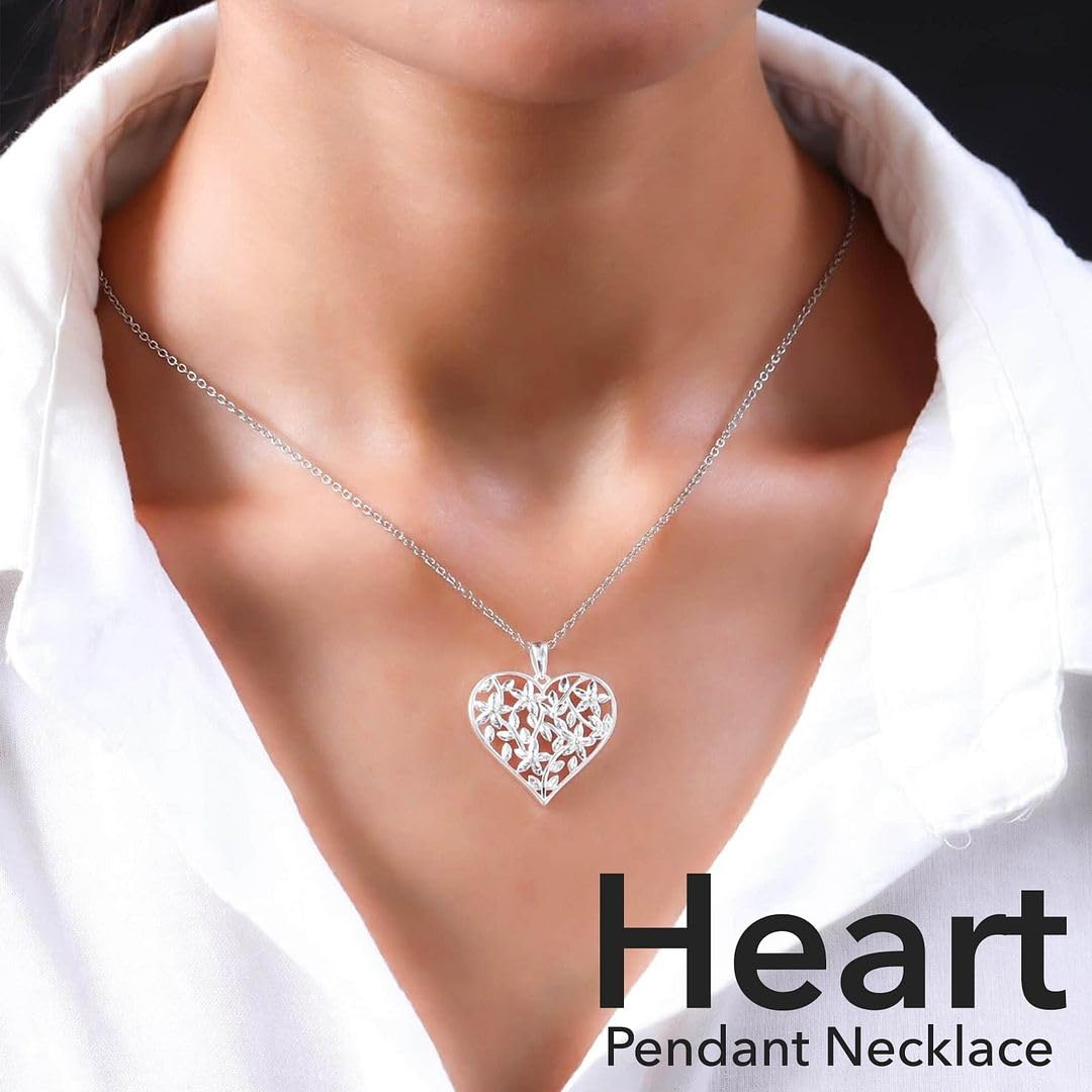 SHOP LC Sterling Silver Heart Pendant Necklace - Stainless Steel Chain, 20" - Birthday Gifts - Image 2
