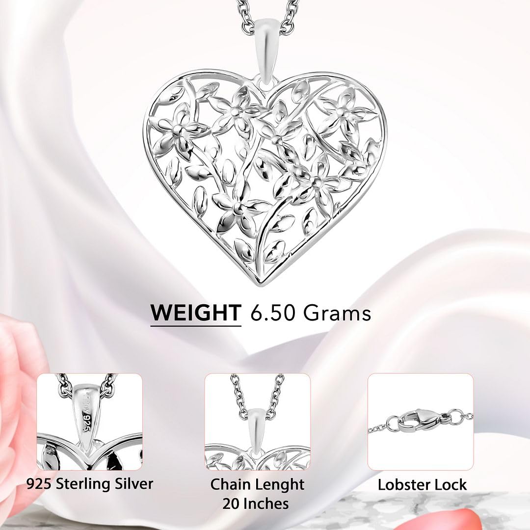 SHOP LC Sterling Silver Heart Pendant Necklace - Stainless Steel Chain, 20" - Birthday Gifts - Image 4