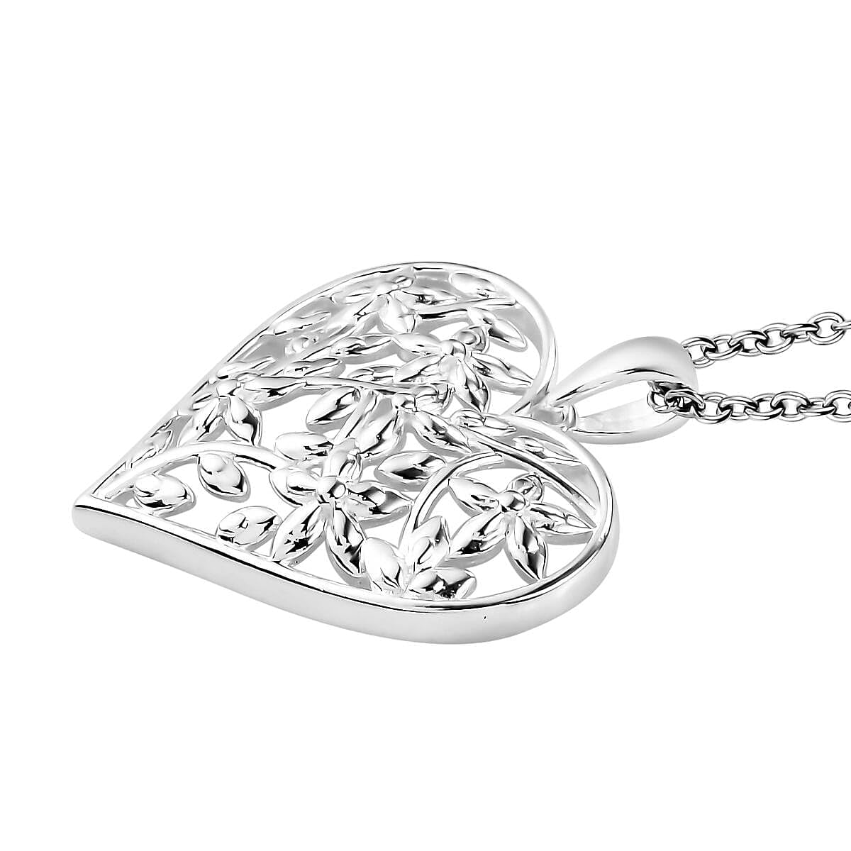 SHOP LC Sterling Silver Heart Pendant Necklace - Stainless Steel Chain, 20" - Birthday Gifts - Image 5