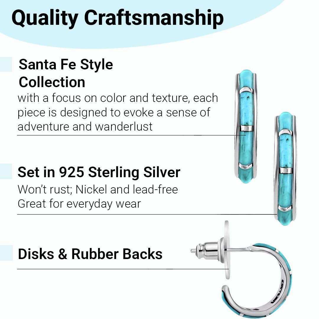 Shop LC Western Turquoise Earrings for Women - 925 Sterling Silver Turquoise Hoop Earrings - Western Jewelry Birthday Gifts - Image 5