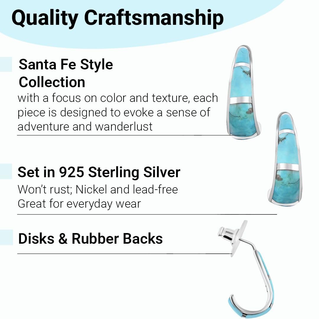 Shop LC Western Turquoise Earrings for Women - 925 Sterling Silver Turquoise Hoop Earrings - Western Jewelry Birthday Gifts - Image 5