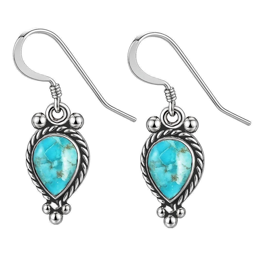Shop LC Western Turquoise Earrings for Women in 925 Sterling Silver Drop Dangle Earrings Boho Turquoise Jewelry Gifts