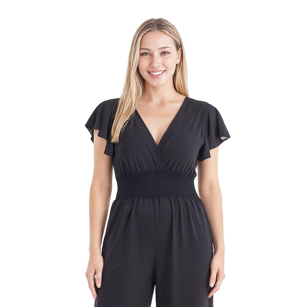 Shop LC Women's Casual Loose Overalls Jumpsuits for Women One Piece Flutter Sleeve Printed Rompers With Pockets Gifts - Image 5