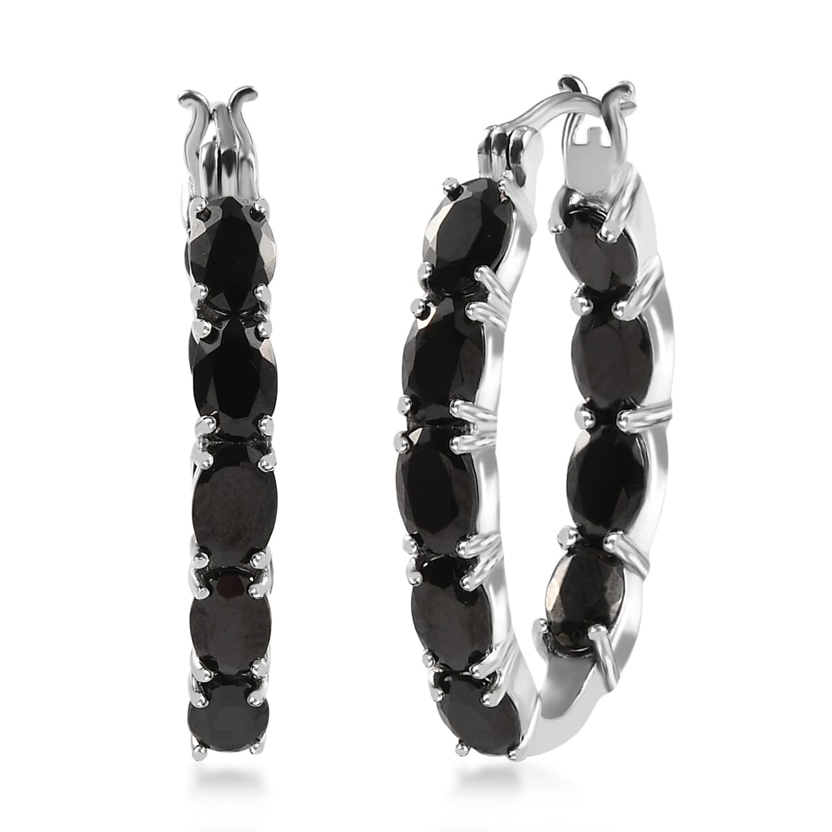 Shungite Black Hoop Earrings for Women 925 Sterling Silver Platinum Plated - Black Earrings for Women Shungite Jewelry for Womens Birthday Christmas Gifts