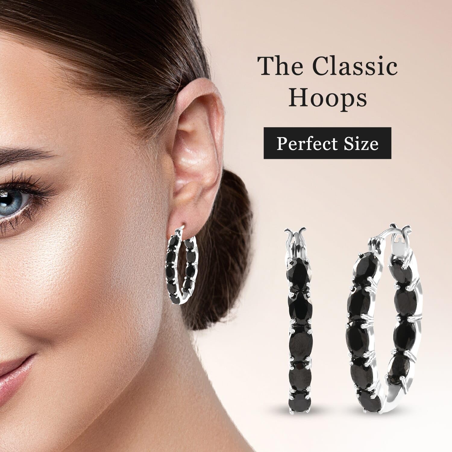 Shungite Black Hoop Earrings for Women 925 Sterling Silver Platinum Plated - Black Earrings for Women Shungite Jewelry for Womens Birthday Christmas Gifts - Image 3
