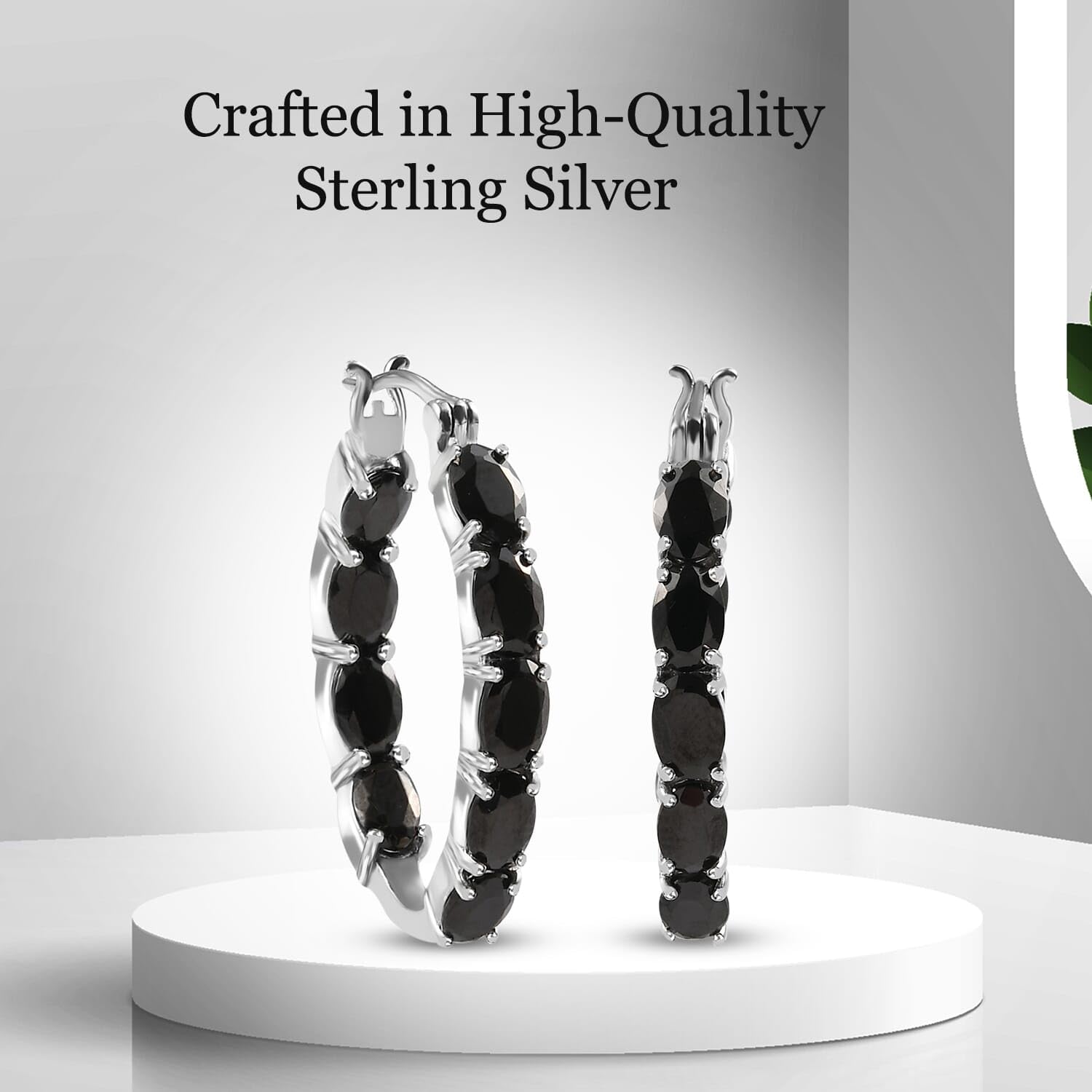 Shungite Black Hoop Earrings for Women 925 Sterling Silver Platinum Plated - Black Earrings for Women Shungite Jewelry for Womens Birthday Christmas Gifts - Image 4