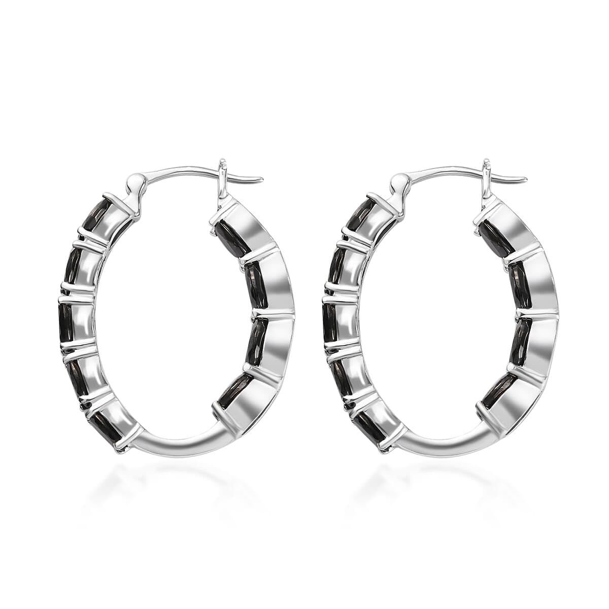 Shungite Black Hoop Earrings for Women 925 Sterling Silver Platinum Plated - Black Earrings for Women Shungite Jewelry for Womens Birthday Christmas Gifts - Image 6