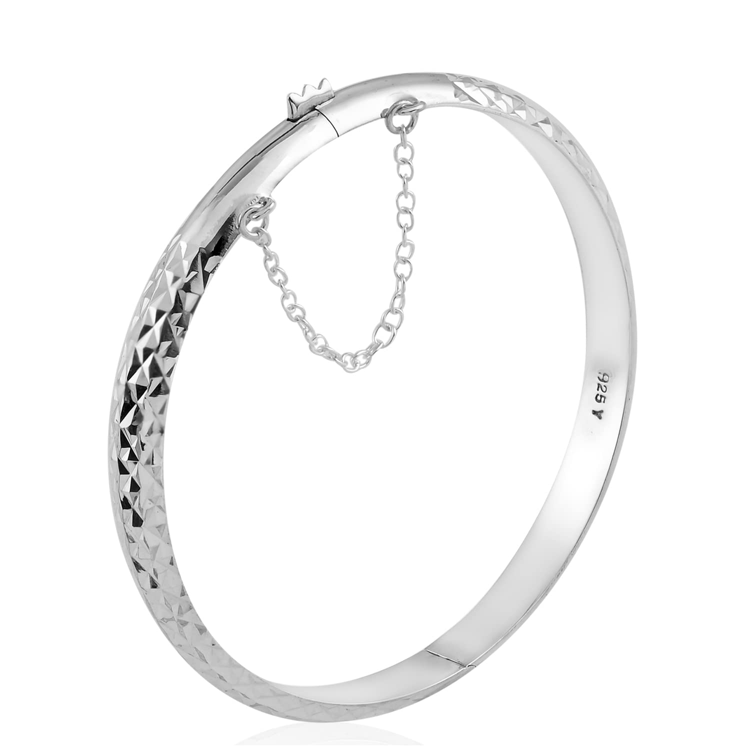 Silver Bangle Bracelets for Women - 925 Sterling Silver Bracelets for Women - Textured Charm Cuff Anniversary Engagement Boho Jewelry for Her (7-8 In) 7.80 Grams Christmas Gifts