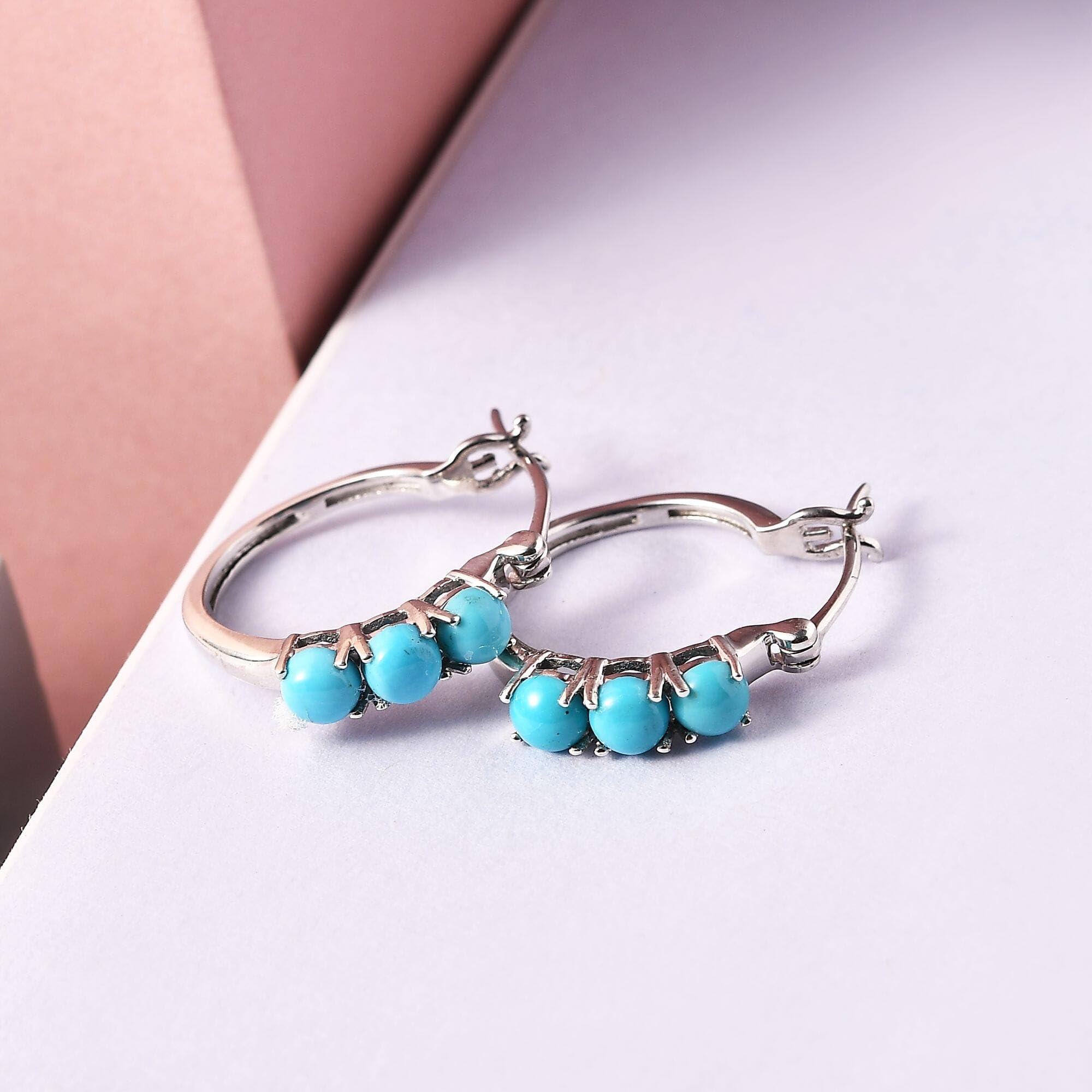 Sleeping Beauty Turquoise 925 Sterling Silver Earrings for Women Jewelry Ct 1.48 Birthday Christmas Gifts for Women - Image 4