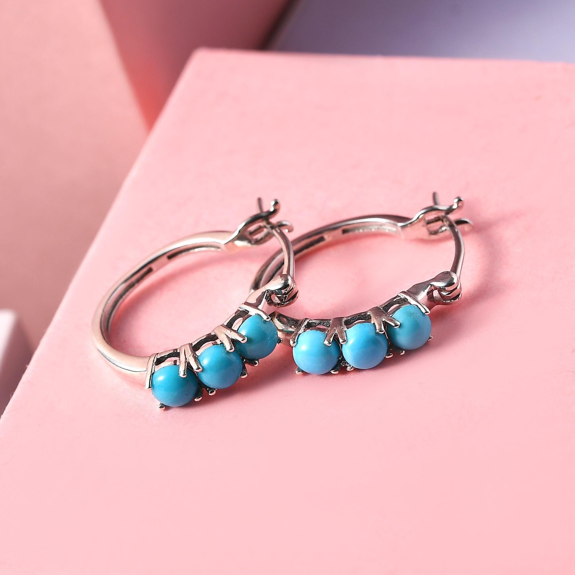 Sleeping Beauty Turquoise 925 Sterling Silver Earrings for Women Jewelry Ct 1.48 Birthday Christmas Gifts for Women - Image 5