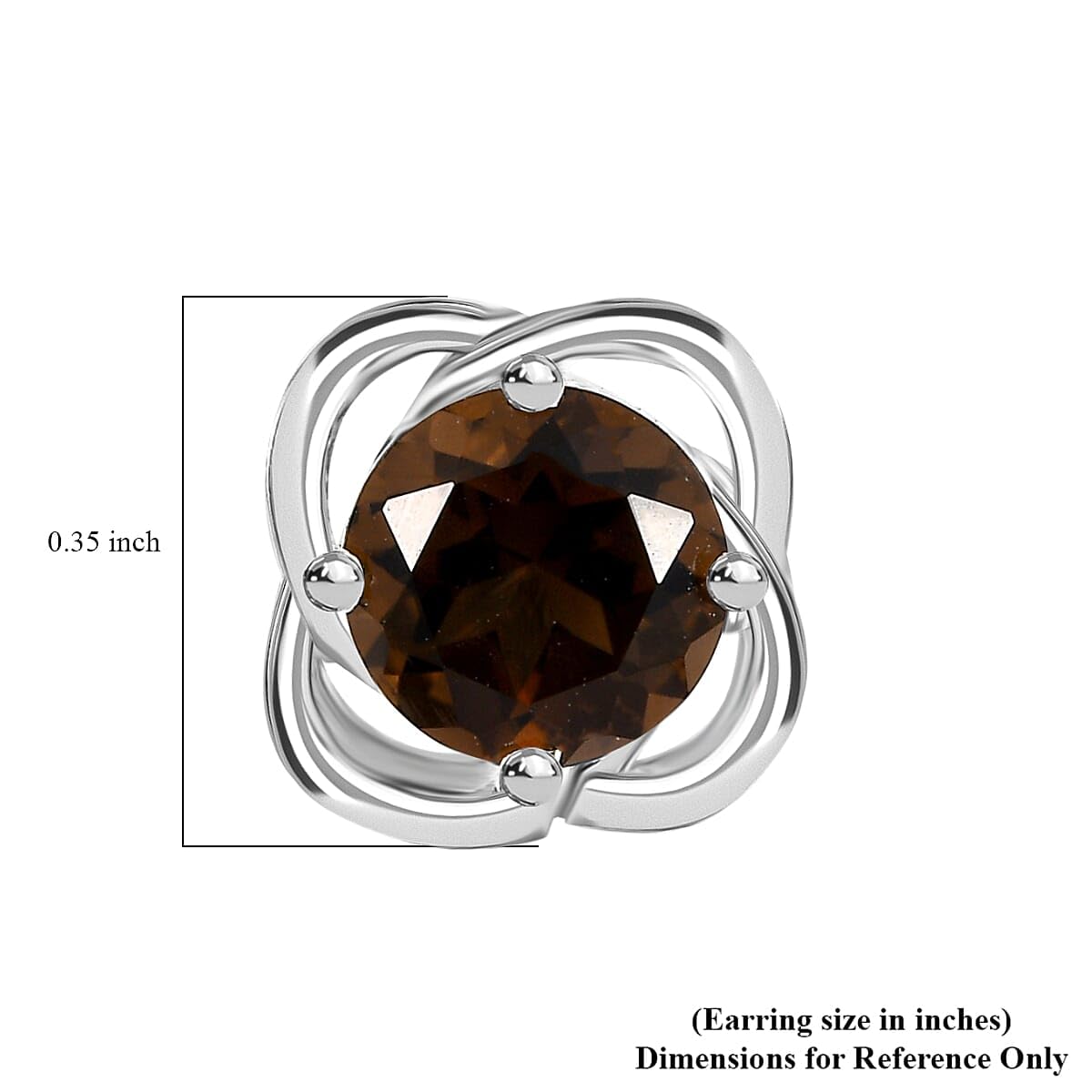 Smoky Quartz 1.40 ctw Stud Earrings in Sterling Silver Christmas Gifts - Image 3