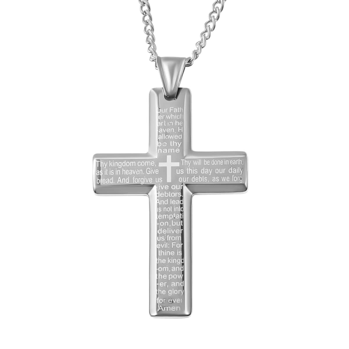 Stainless Steel Cross Necklace Pendant Bracelet - Costume Jewelry Set for Women Necklaces Size 24 Inches Catholic Faith Religious Christian Jewelry - Anniversary Birthday Christmas Gifts for Women - Image 3