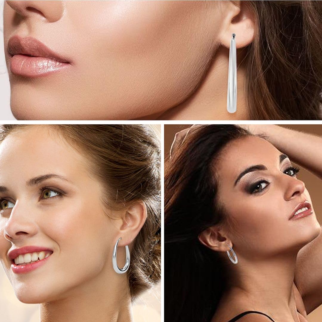 Stainless Steel Hoop Earrings for Women - Stainless Steel Earrings for Women Fashion Jewelry - Dangle Statement Unique Cute Engagement Anniversary Statement Gifts for Her - Image 2