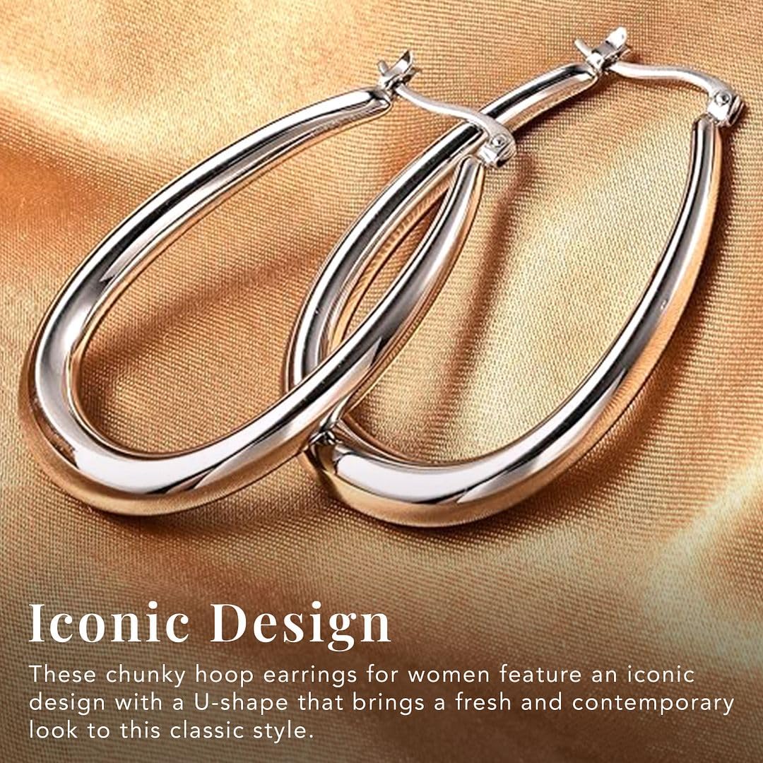 Stainless Steel Hoop Earrings for Women - Stainless Steel Earrings for Women Fashion Jewelry - Dangle Statement Unique Cute Engagement Anniversary Statement Gifts for Her - Image 3