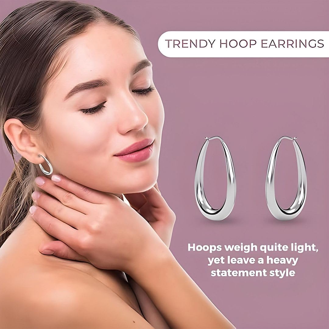 Stainless Steel Hoop Earrings for Women - Stainless Steel Earrings for Women Fashion Jewelry - Dangle Statement Unique Cute Engagement Anniversary Statement Gifts for Her - Image 4