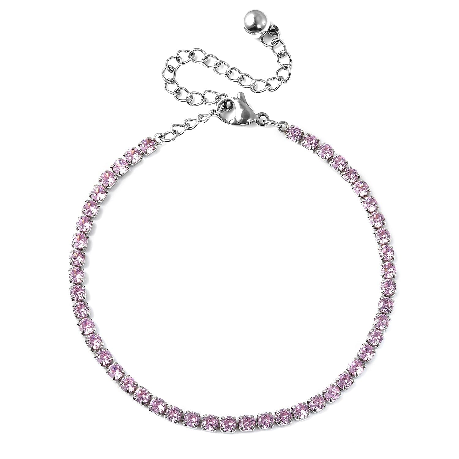 Stainless Steel Tennis Bracelet - Adjustable Cubic Zirconia Bracelet for Women - Dainty White, Pink & Orange CZ Bridal Bracelets - 6.5" Length with a 2" ExtenderJewelry Birthday Christmas Gifts - Image 4
