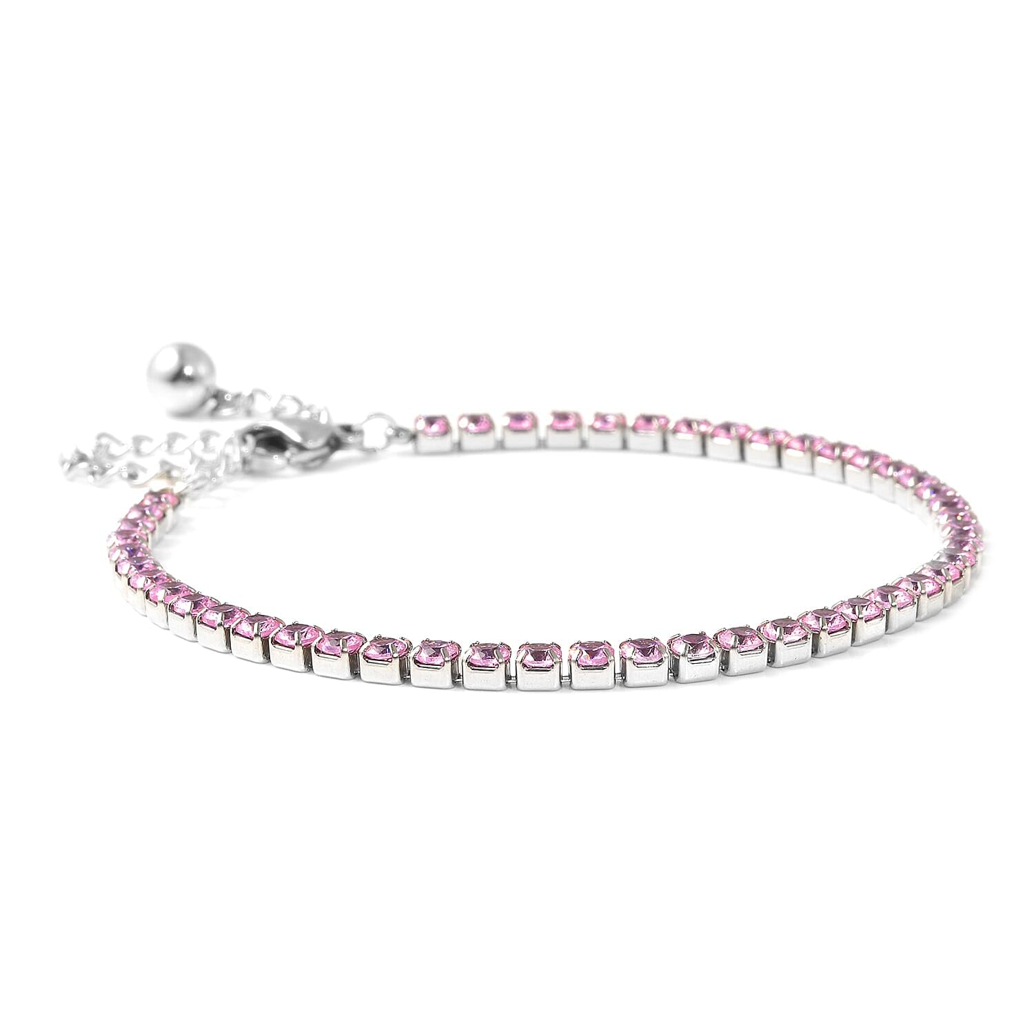 Stainless Steel Tennis Bracelet - Adjustable Cubic Zirconia Bracelet for Women - Dainty White, Pink & Orange CZ Bridal Bracelets - 6.5" Length with a 2" ExtenderJewelry Birthday Christmas Gifts - Image 5