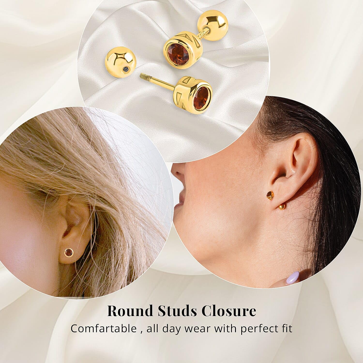 Stud Earrings in 18K Vermeil Yellow Gold Over Sterling Silver Jewelry for Women Christmas Gifts - Image 2