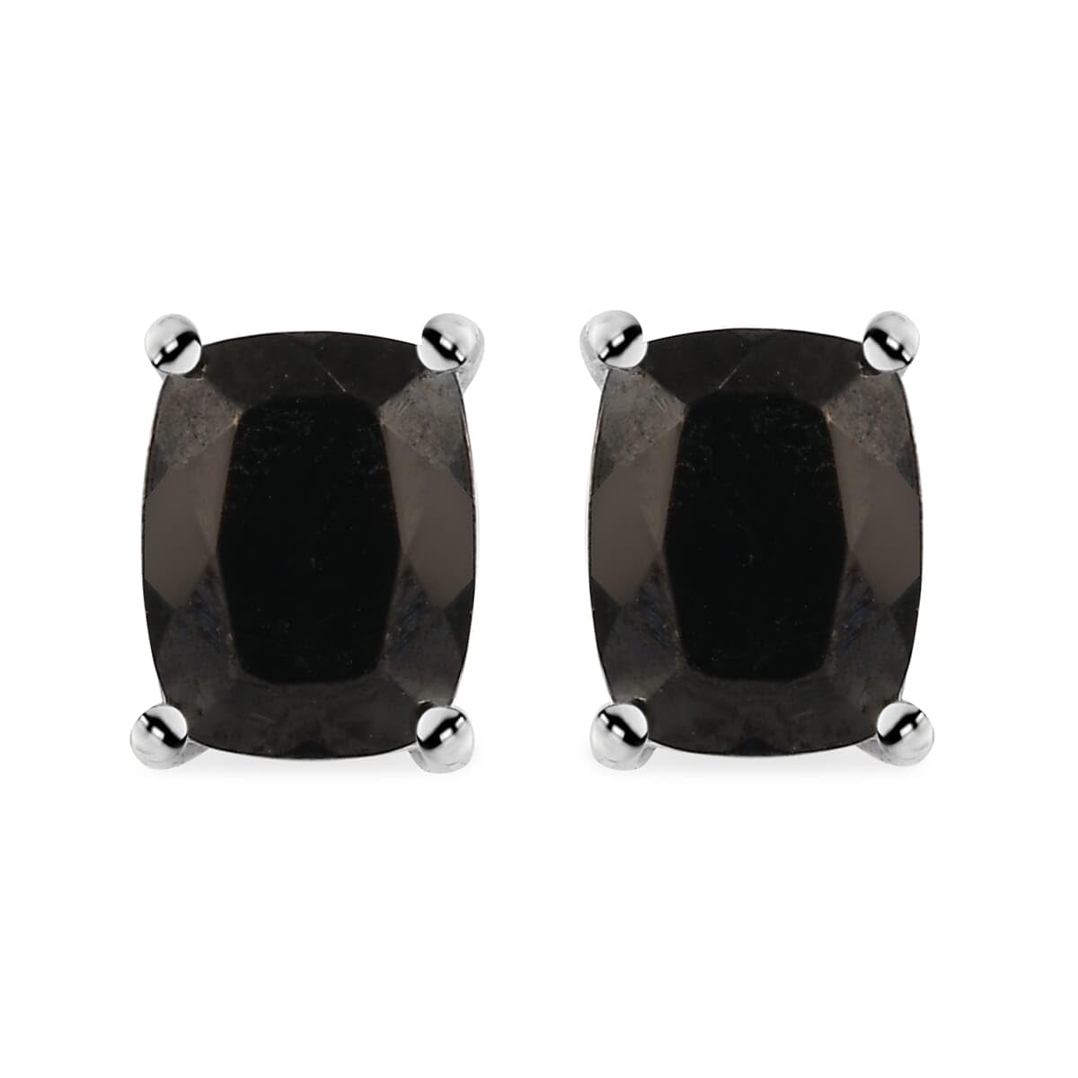 Stud Solitaire Earrings Platinum Plated 925 Sterling Silver Black Karelian Shungite Unique Birthday Christmas Gifts for Women Ct 2.1