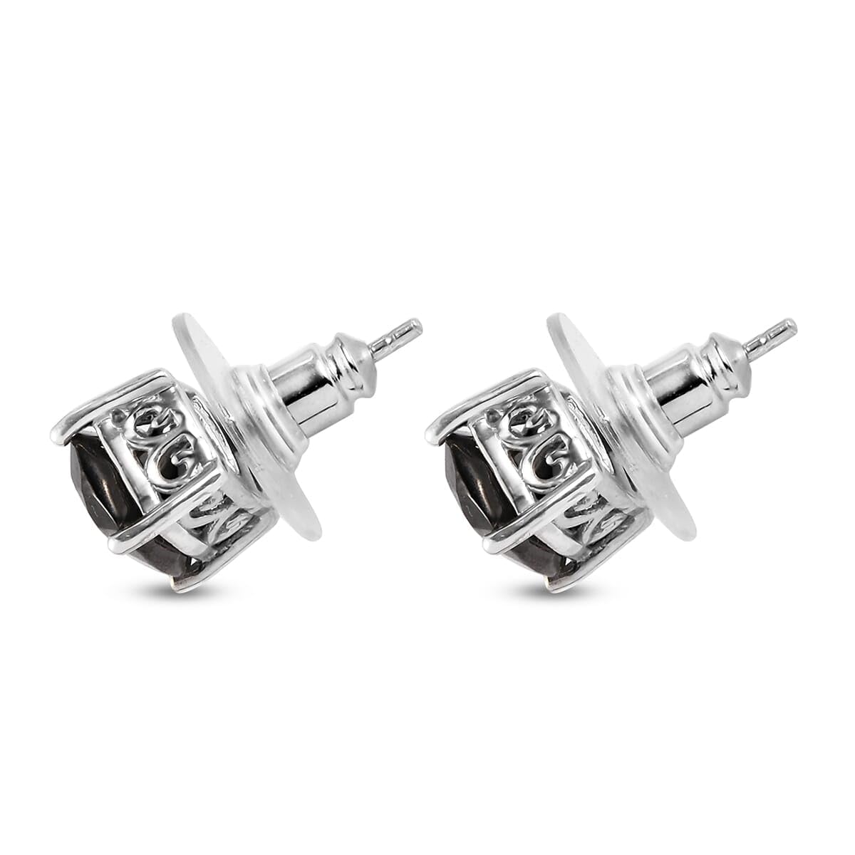 Stud Solitaire Earrings Platinum Plated 925 Sterling Silver Black Karelian Shungite Unique Birthday Christmas Gifts for Women Ct 2.1 - Image 4