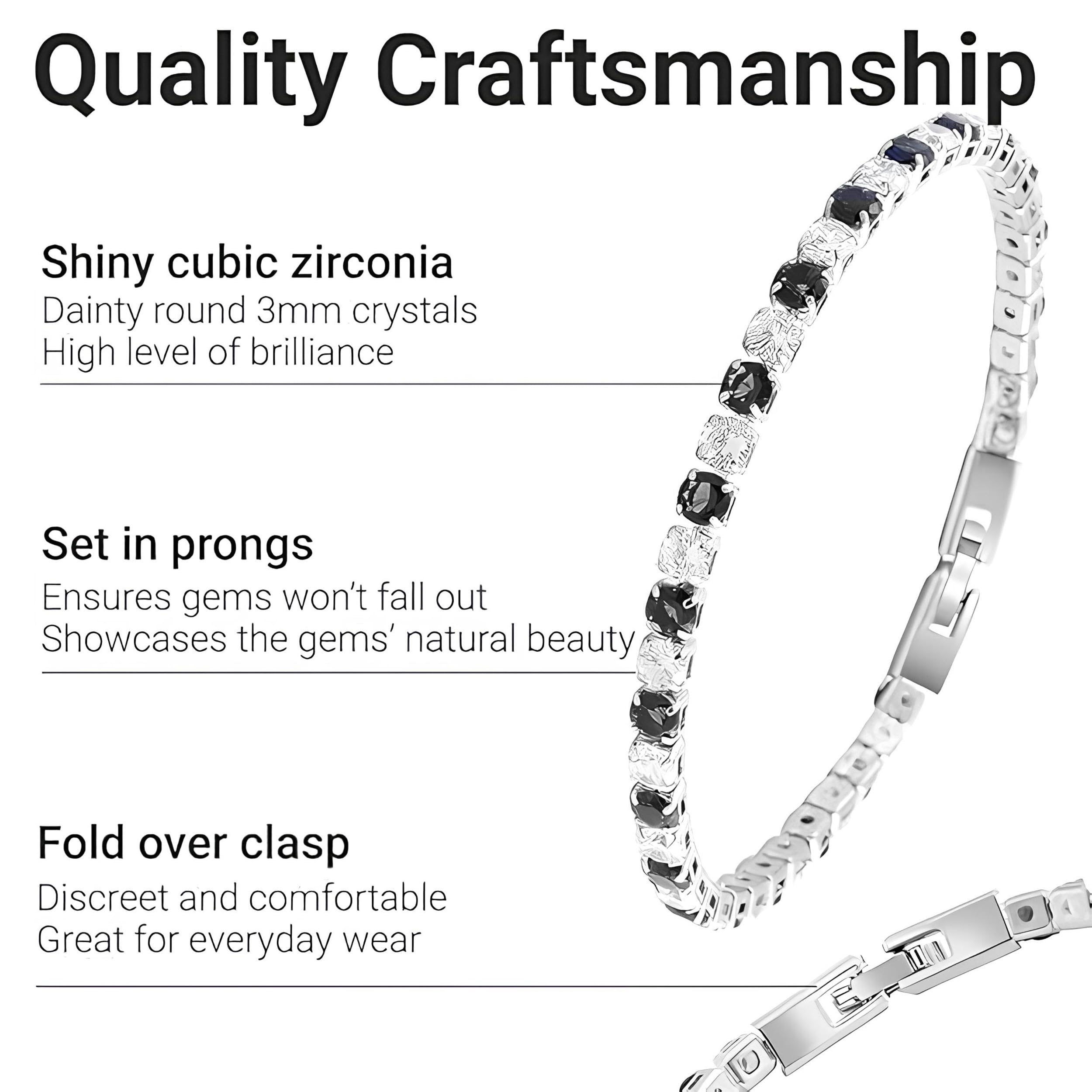 Tennis Bracelets for Women - Cubic Zirconia Bracelet for Women - Dainty Cute Fashion Womens Bracelets CZ Jewelry - 8" Inches Birthday Christmas Gifts - Image 3