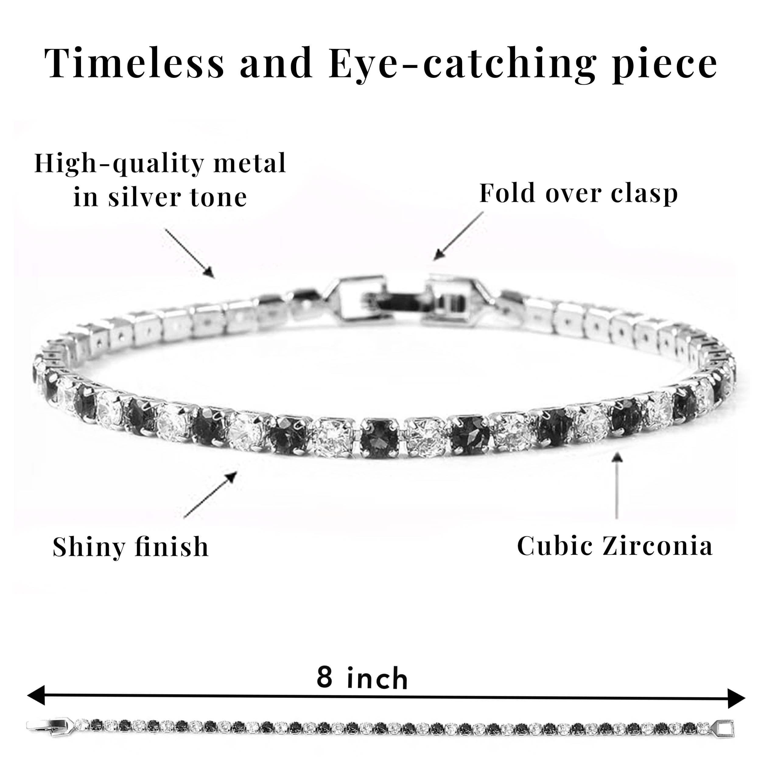 Tennis Bracelets for Women - Cubic Zirconia Bracelet for Women - Dainty Cute Fashion Womens Bracelets CZ Jewelry - 8" Inches Birthday Christmas Gifts - Image 5