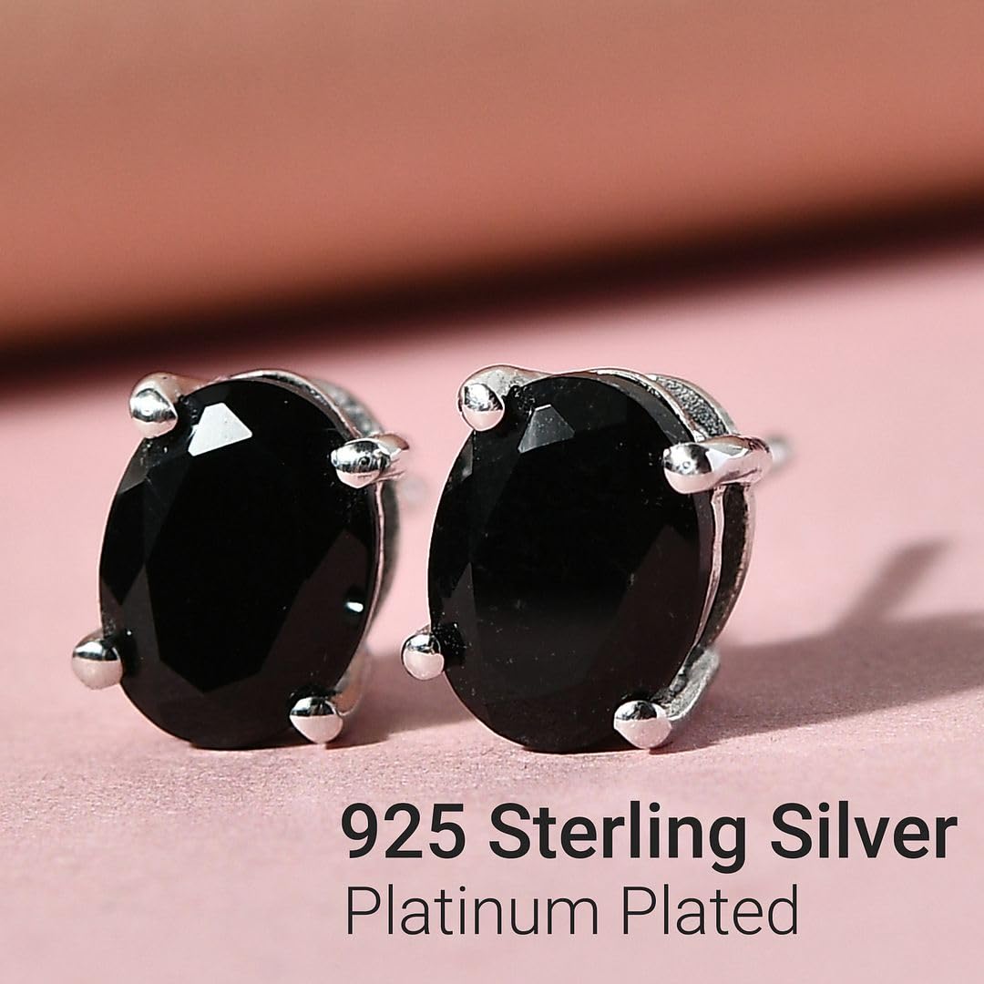Tourmaline Black Stud Earrings for Women 925 Sterling Silver Platinum Plated Goth Comfy Birthday Christmas Gifts for Women - Image 4