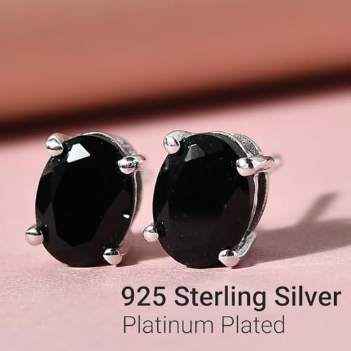 Tourmaline Black Stud Earrings for Women 925 Sterling Silver Platinum Plated Goth Comfy Birthday Christmas Gifts for Women - Image 4