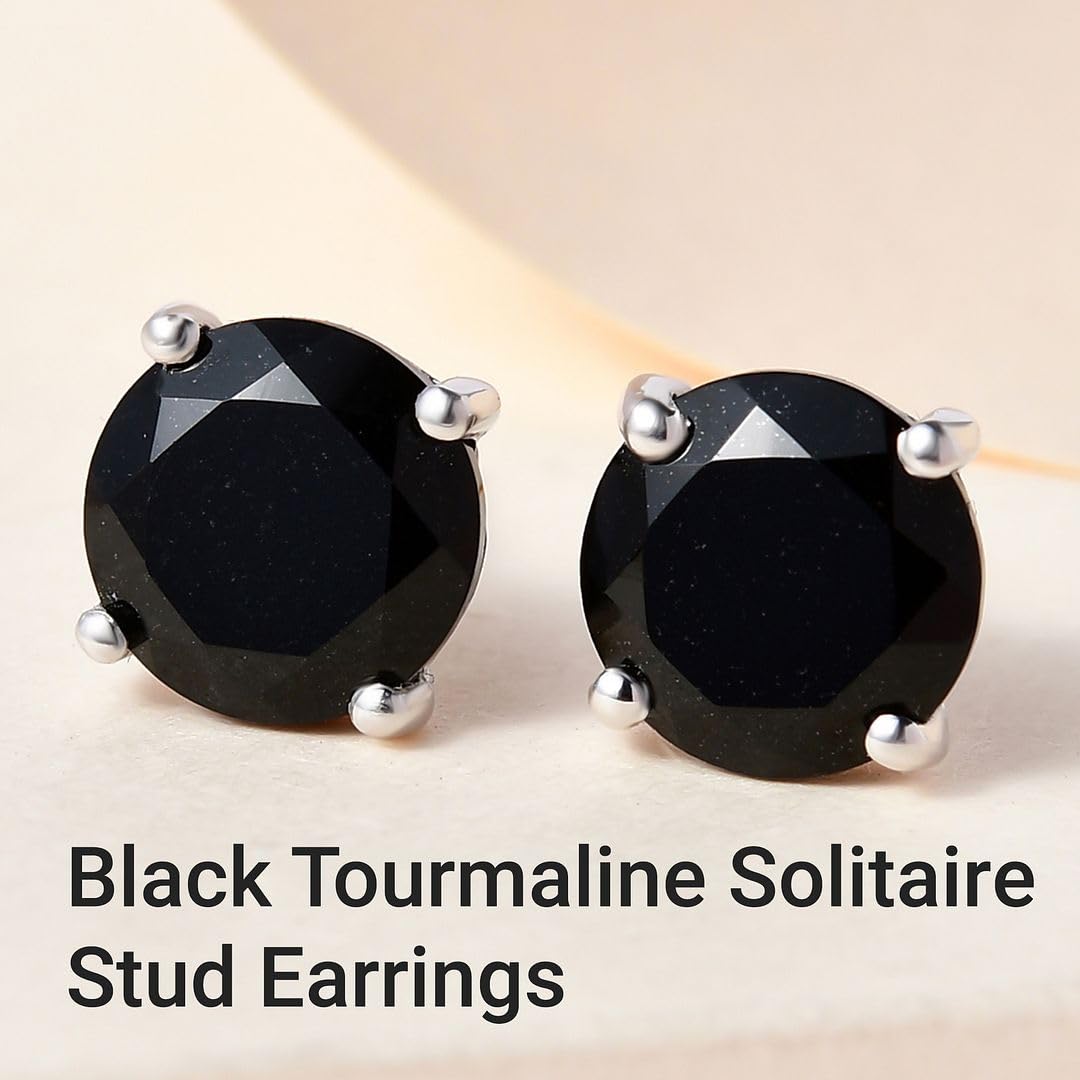 Tourmaline Black Stud Earrings for Women 925 Sterling Silver Platinum Plated Goth Comfy Birthday Christmas Gifts for Women - Image 9