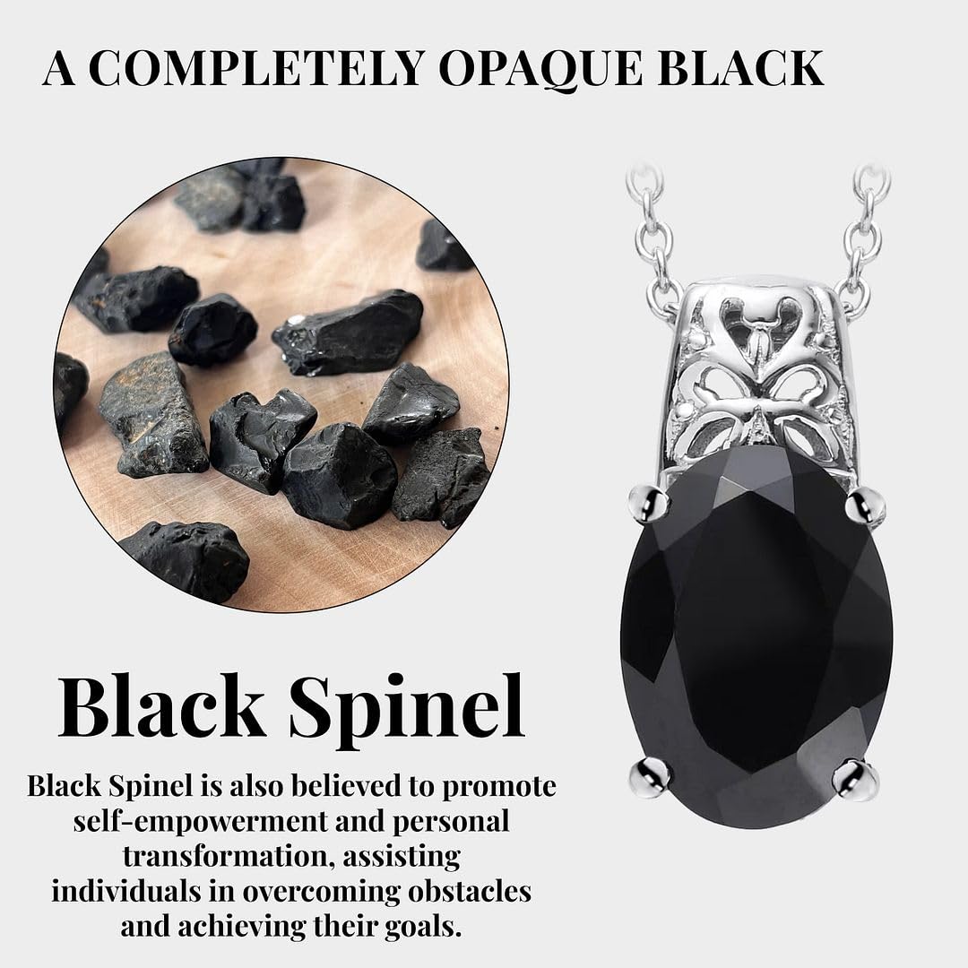 Tourmaline Spinel Pendant Black Necklaces for Women in 925 Sterling Silver & Stainless Steel Gemstone Birthstone Necklace - Engagement Anniversary Promise Christmas Gifts for Womens 20 Inches - Image 3