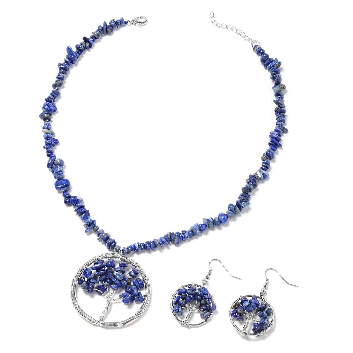 Tree of Life Costume Jewelry Sets for Women - Birthstone Necklace for Women & Dangle Earrings - Tree of Life Necklace Set Fashion - Lapis Lazuli Necklaces Gemstone 18-20" Christmas Gifts