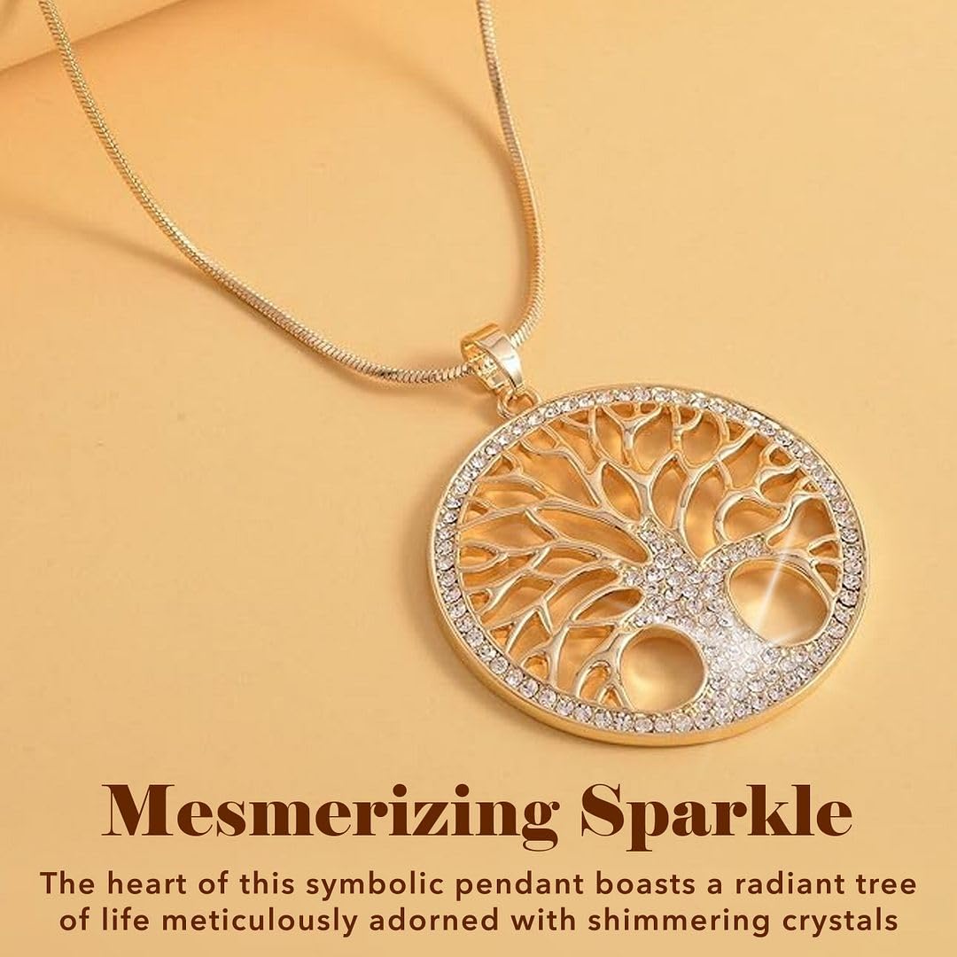 Tree of Life Necklaces for Women - Crystal Tree Charm Necklace Pendant Cute Beach Jewelry - Christmas Gifts Rose/Silver/Gold Tone Plating Size - 28 Inch with 2 inch extender Birthday Christmas Gifts - Image 3