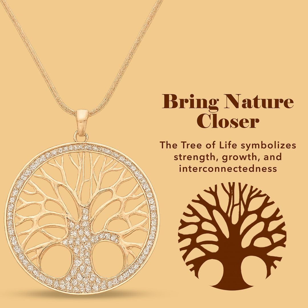 Tree of Life Necklaces for Women - Crystal Tree Charm Necklace Pendant Cute Beach Jewelry - Christmas Gifts Rose/Silver/Gold Tone Plating Size - 28 Inch with 2 inch extender Birthday Christmas Gifts - Image 5
