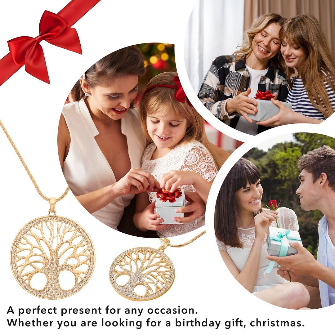 Tree of Life Necklaces for Women - Crystal Tree Charm Necklace Pendant Cute Beach Jewelry - Christmas Gifts Rose/Silver/Gold Tone Plating Size - 28 Inch with 2 inch extender Birthday Christmas Gifts - Image 6