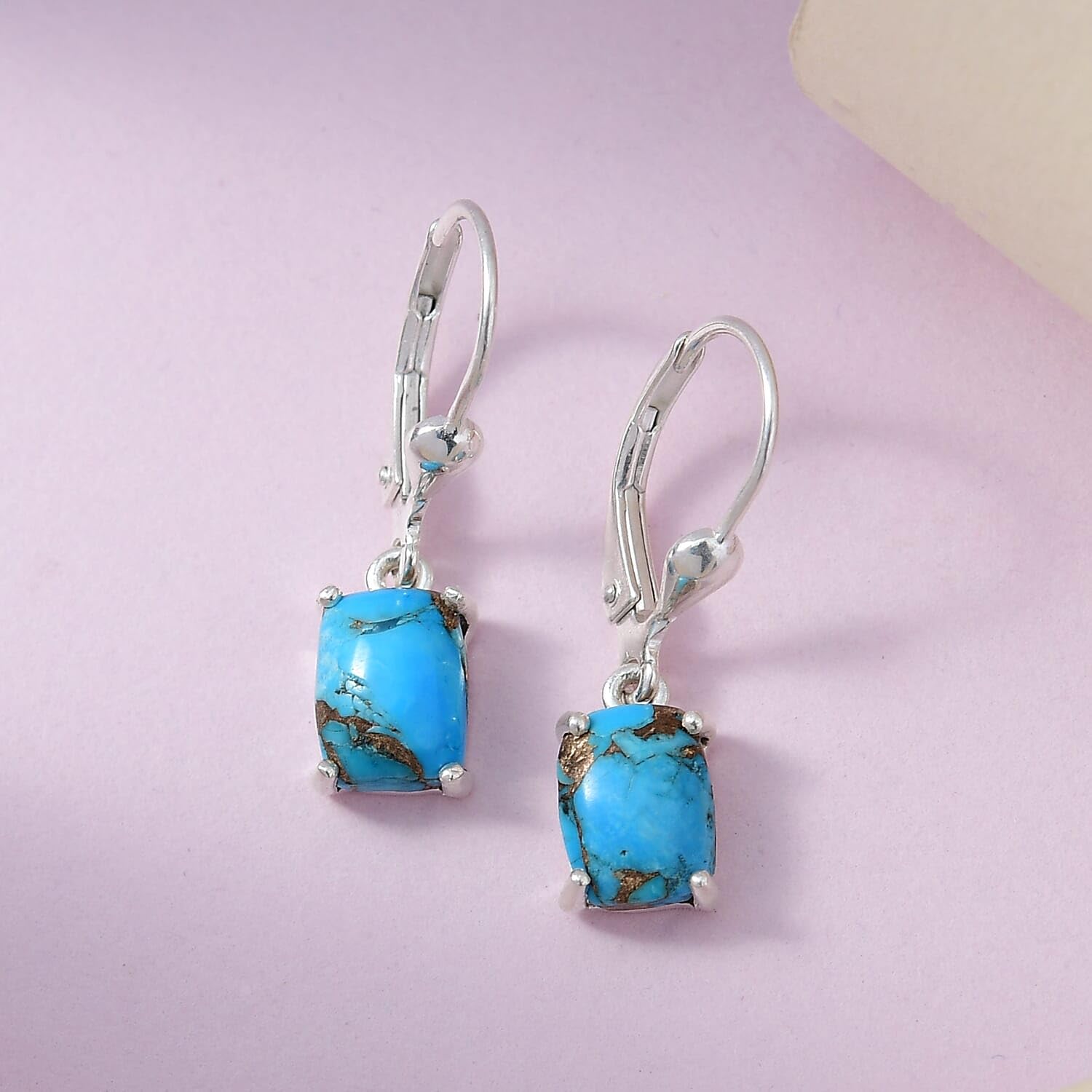 Turquoise 925 Sterling Silver Dangle Drop Earrings for Women Jewelry Ct 2.05 Birthday Christmas Gifts for Women - Image 2