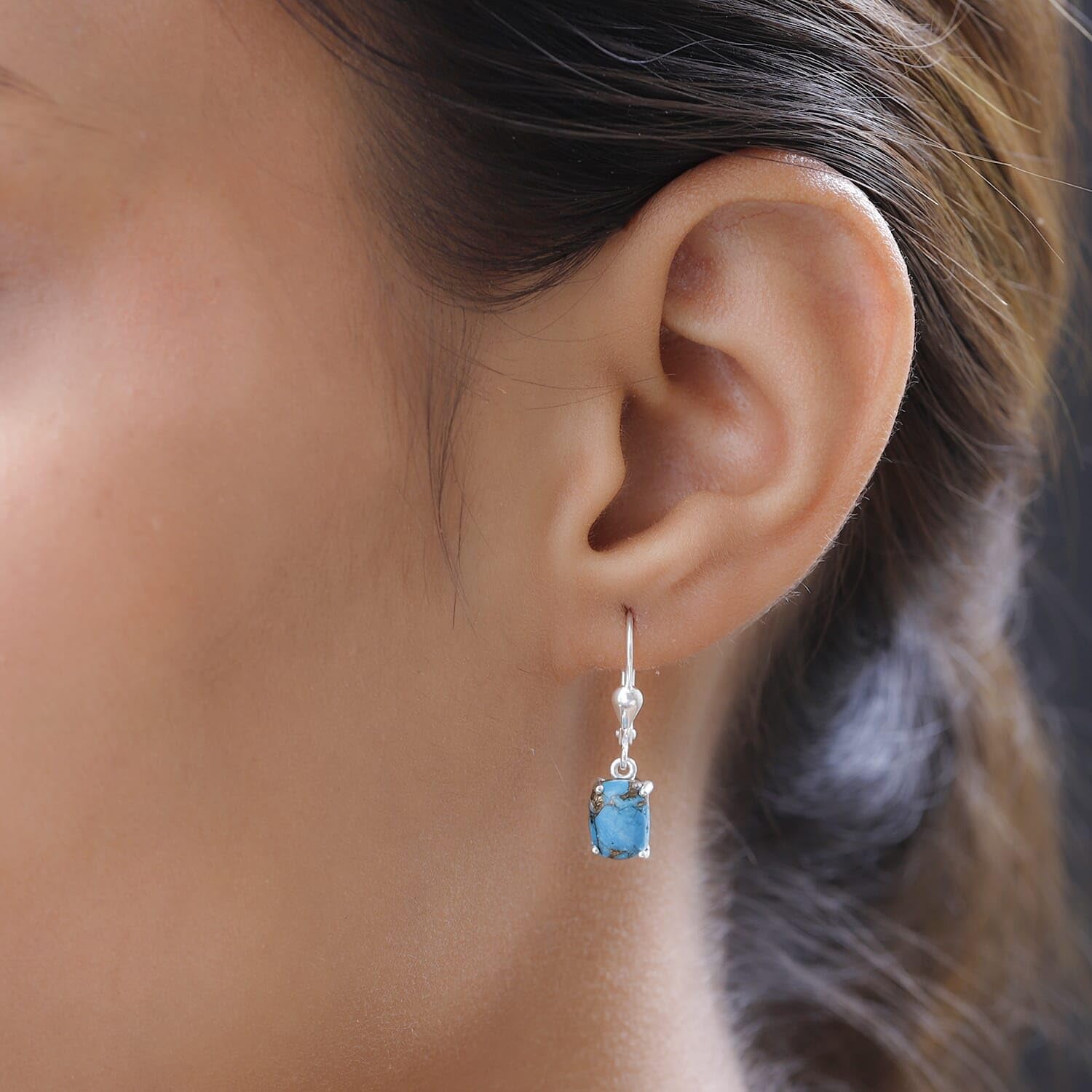 Turquoise 925 Sterling Silver Dangle Drop Earrings for Women Jewelry Ct 2.05 Birthday Christmas Gifts for Women - Image 3