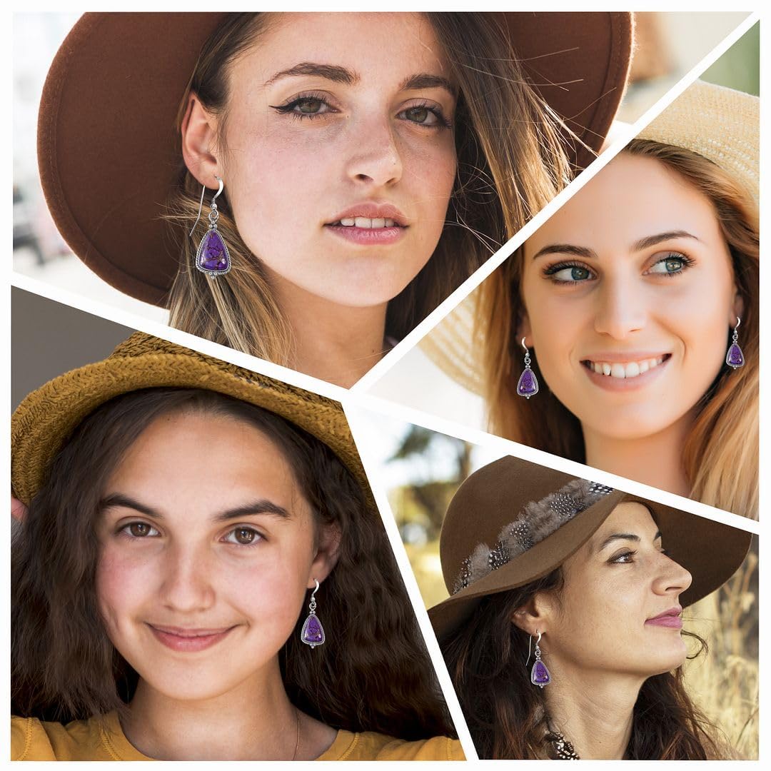 Turquoise Earrings for Women in 925 Sterling Silver Dangle Beach Boho Western Earrings Turquoise Jewelry Anniversary Wedding Gifts for Womens - Image 2
