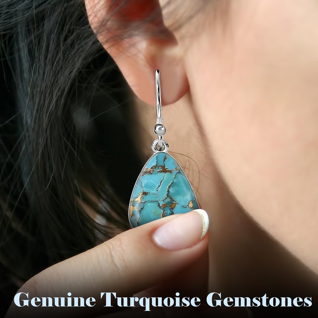 Western Turquoise Earrings for Women in 925 Sterling Silver Drop Dangle Earrings Fashion Boho Cowgirl Accessories Vintage Turquoise Jewelry for Women Gifts - Image 5