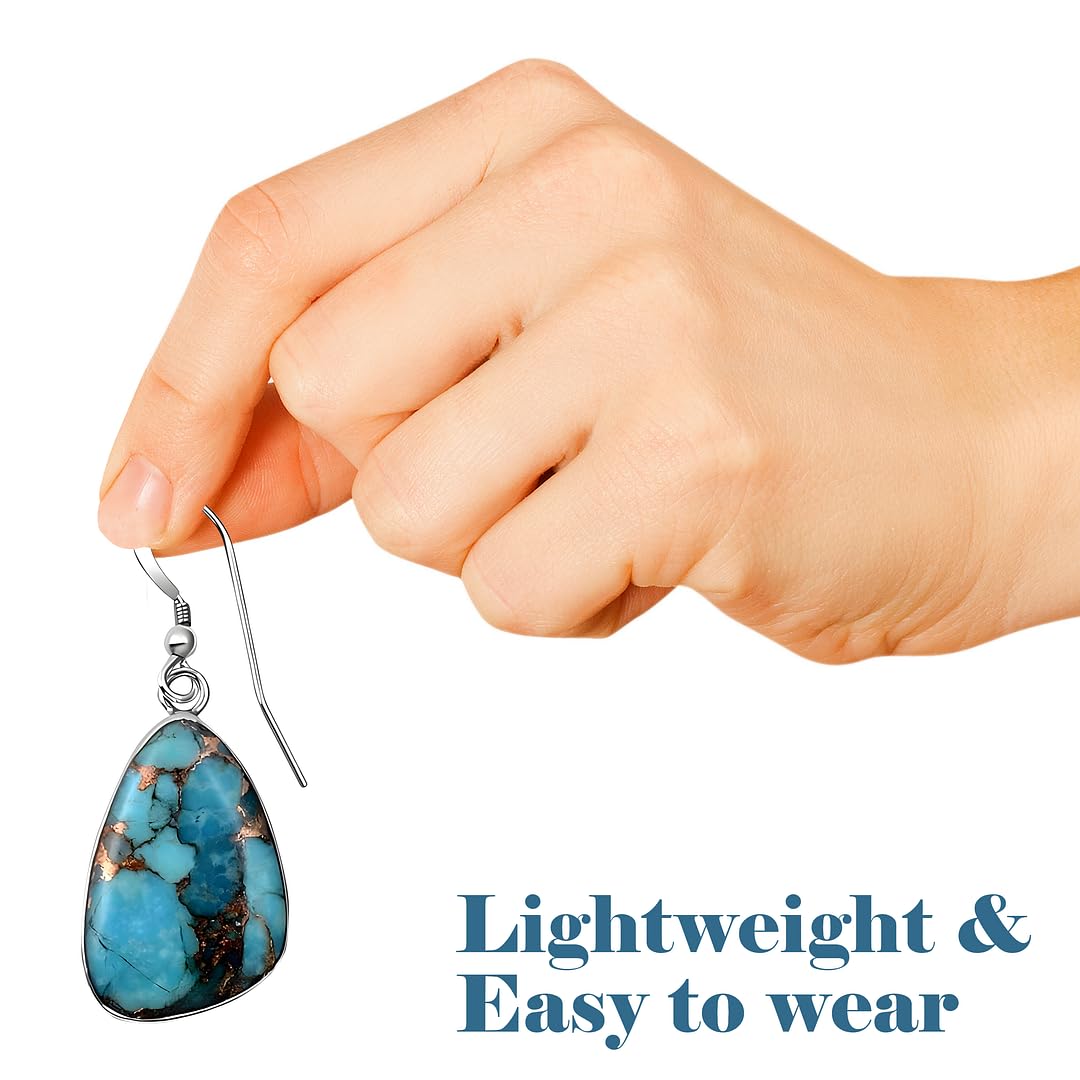 Western Turquoise Earrings for Women in 925 Sterling Silver Drop Dangle Earrings Fashion Boho Cowgirl Accessories Vintage Turquoise Jewelry for Women Gifts - Image 6