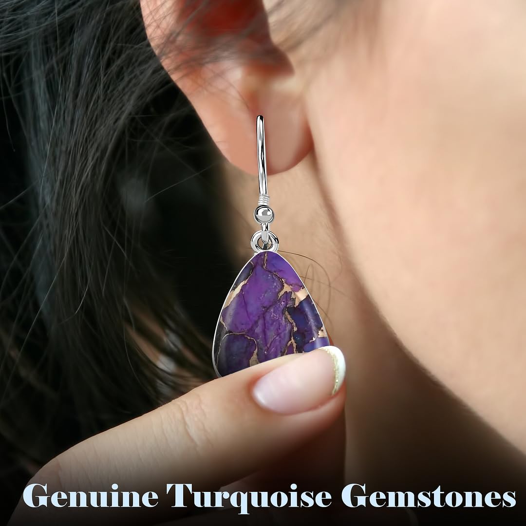 Western Turquoise Earrings for Women in 925 Sterling Silver Drop Dangle Earrings Fashion Boho Cowgirl Accessories Vintage Turquoise Jewelry for Women Gifts - Image 5