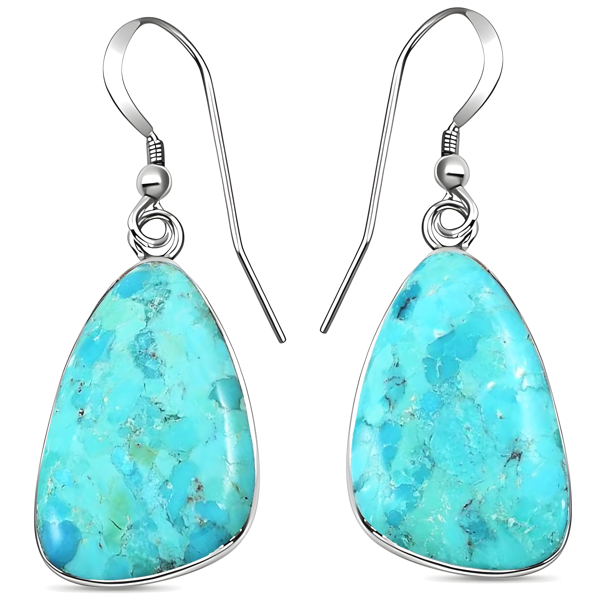Western Turquoise Earrings for Women in 925 Sterling Silver Drop Dangle Earrings Fashion Boho Cowgirl Accessories Vintage Turquoise Jewelry for Women Gifts