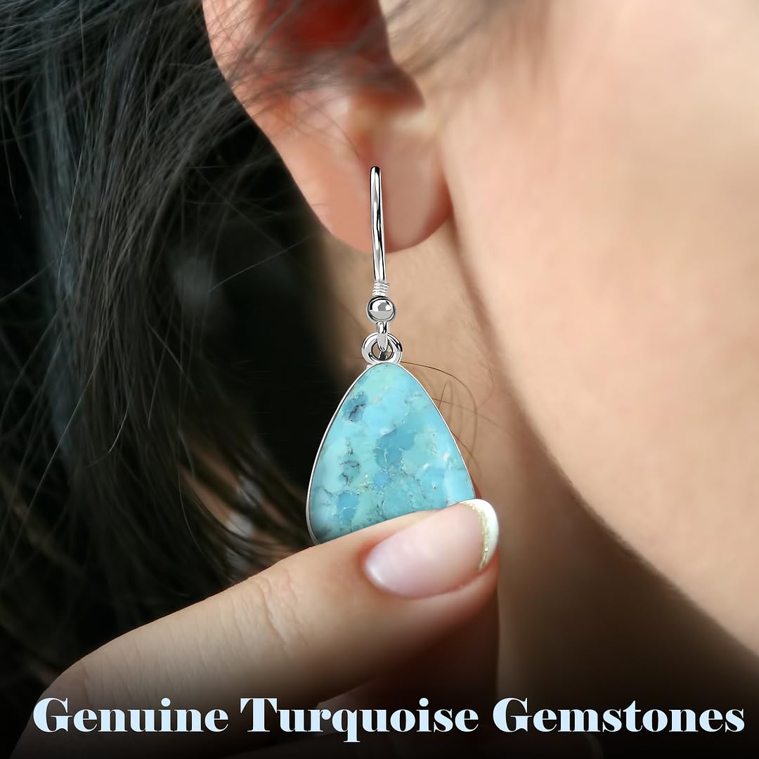 Western Turquoise Earrings for Women in 925 Sterling Silver Drop Dangle Earrings Fashion Boho Cowgirl Accessories Vintage Turquoise Jewelry for Women Gifts - Image 5
