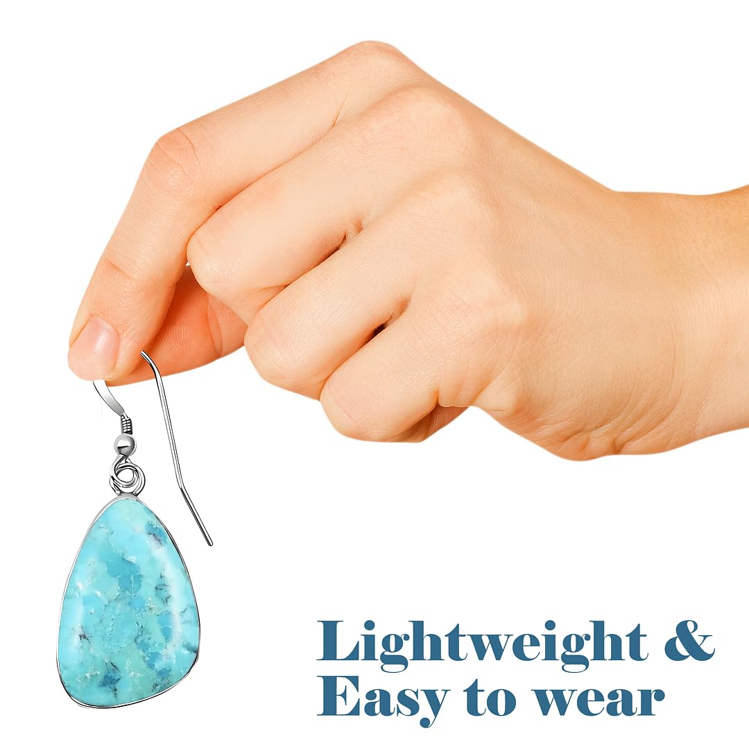Western Turquoise Earrings for Women in 925 Sterling Silver Drop Dangle Earrings Fashion Boho Cowgirl Accessories Vintage Turquoise Jewelry for Women Gifts - Image 6