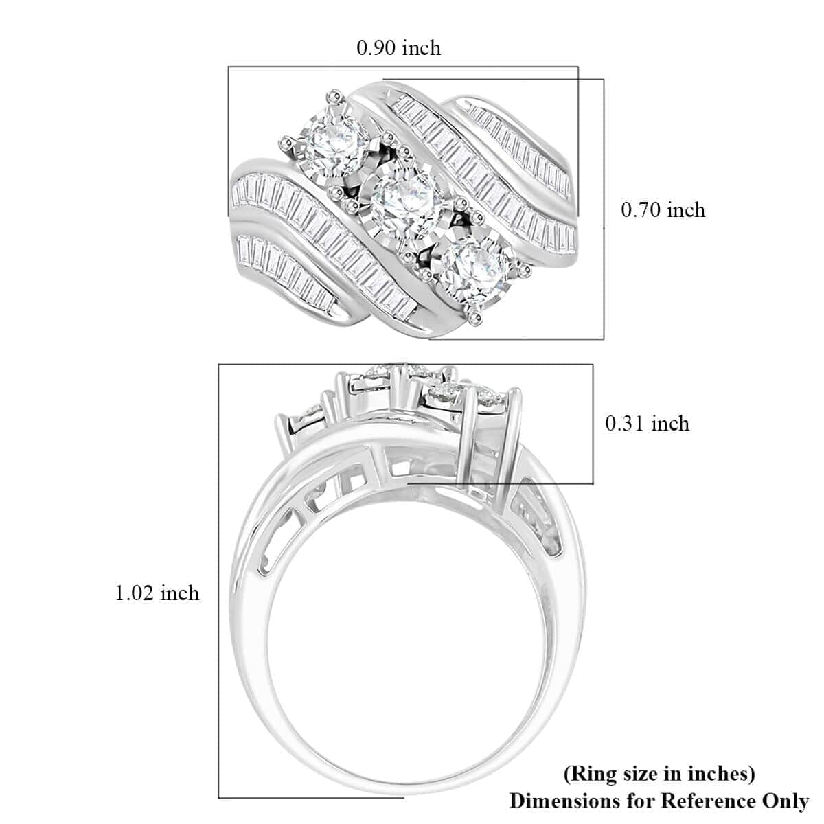 White Diamond Round 10K White Gold Ring for Women Jewelry Birthday Christmas Gifts Size 7 Ct 2 - Image 6