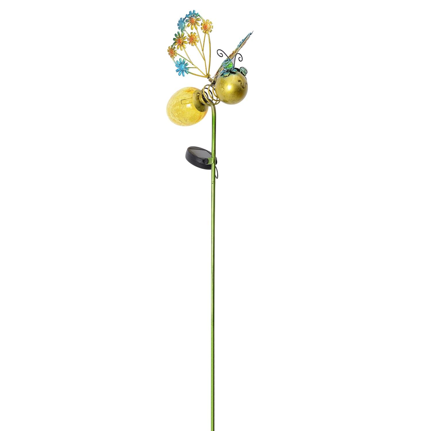 Yellow Bee Decorations Garden Stakes Solar Lights Outdoor Color Changing LED Light, Auto On/Off Metal Yard Art Solar Garden Decor for Outside - 9 inches x 38 inches Christmas Gifts